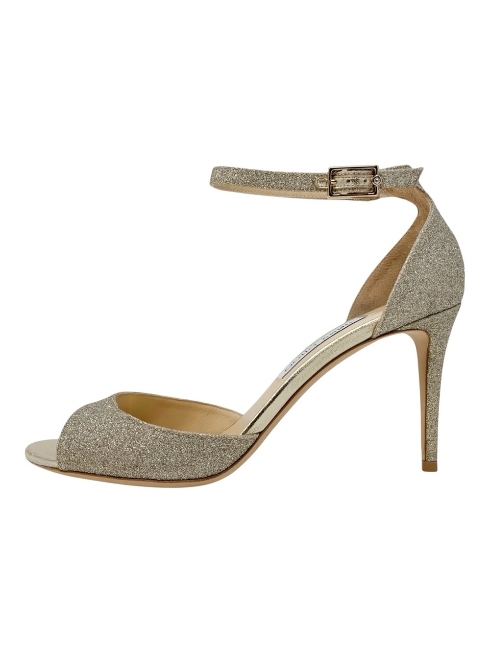 Jimmy Choo Annie 85 Platinum Ice Glitter Heels EU 40